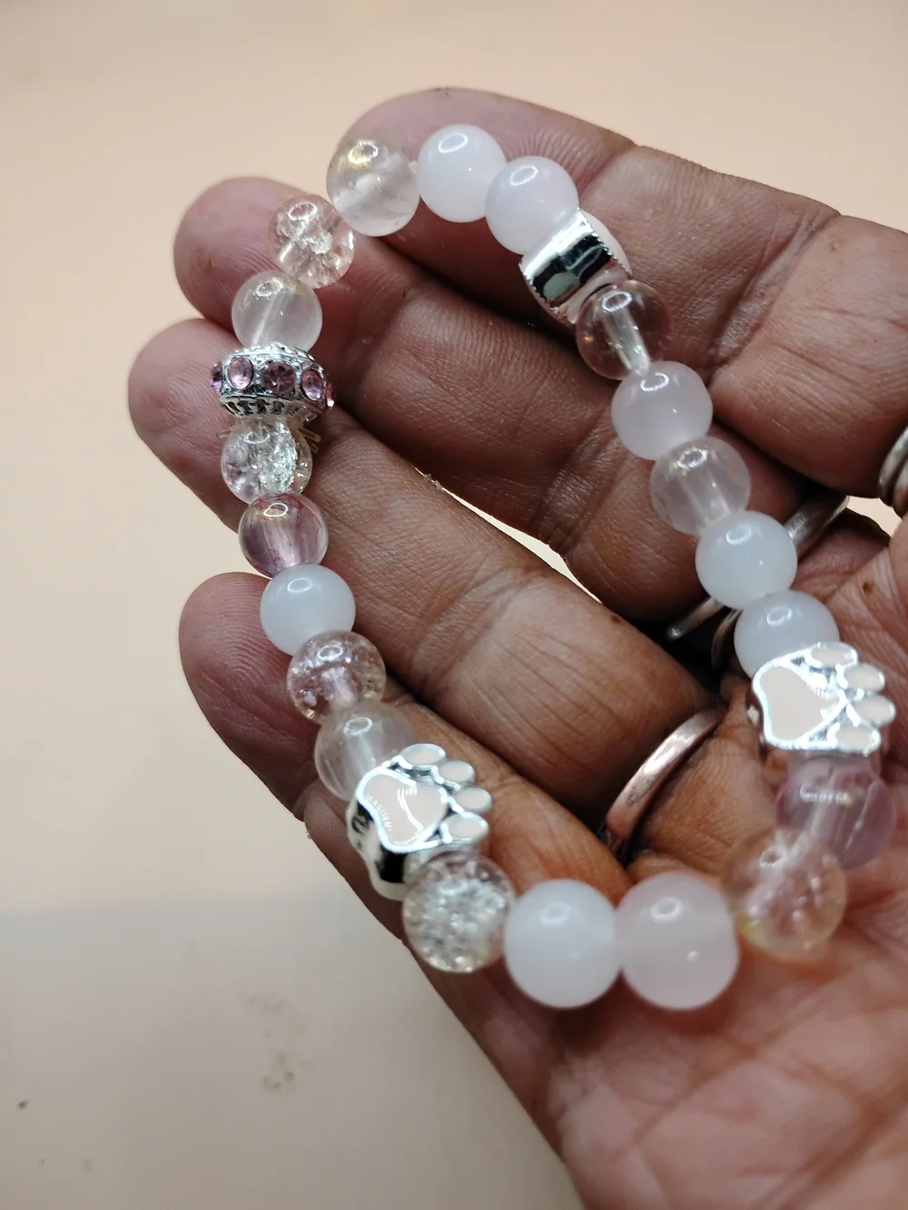 Pink Paws Protection Cat Bracelet — Pink